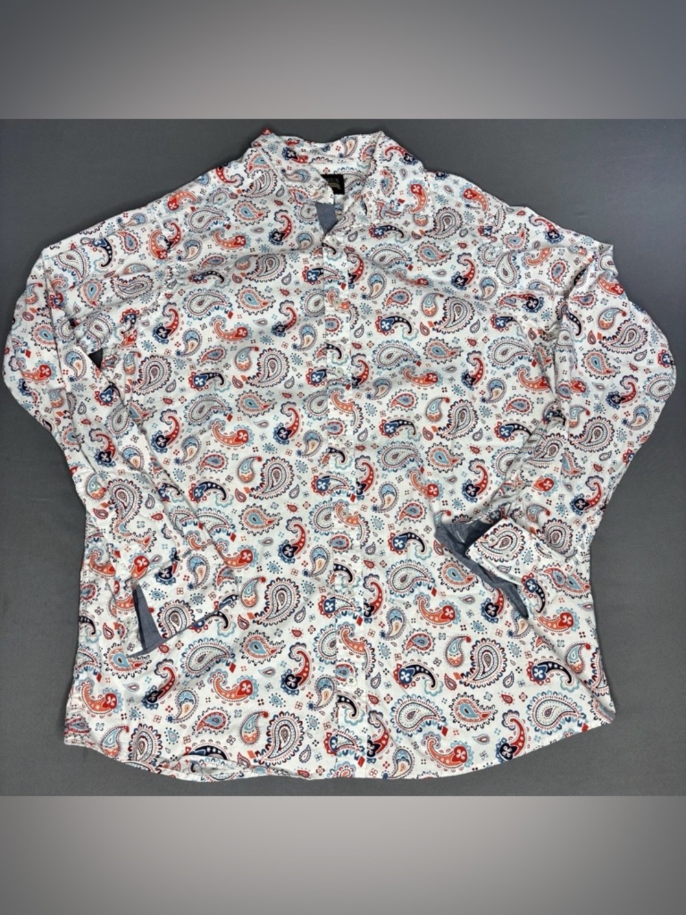 Cremieux Shirt Mens Large Tall Paisley White Flip Cuff Button Up Party Cotton LT